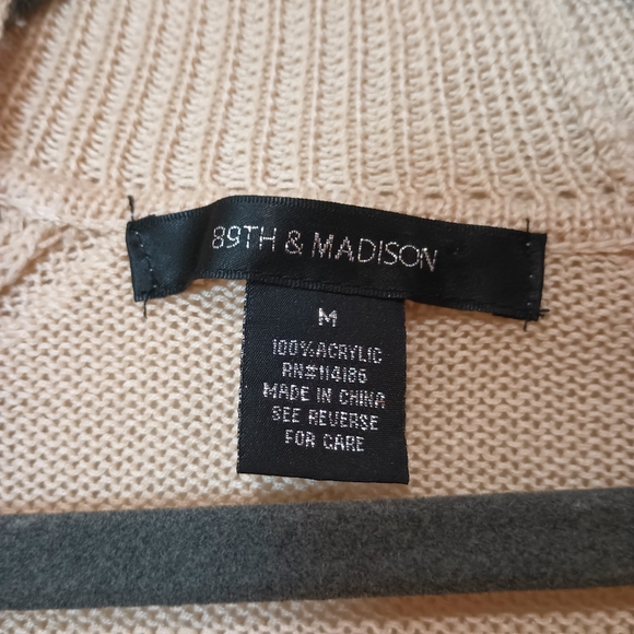 89th & Madison Beige Tan Open Front Long Sleeve Cardigan Size M - Picture 8 of 8